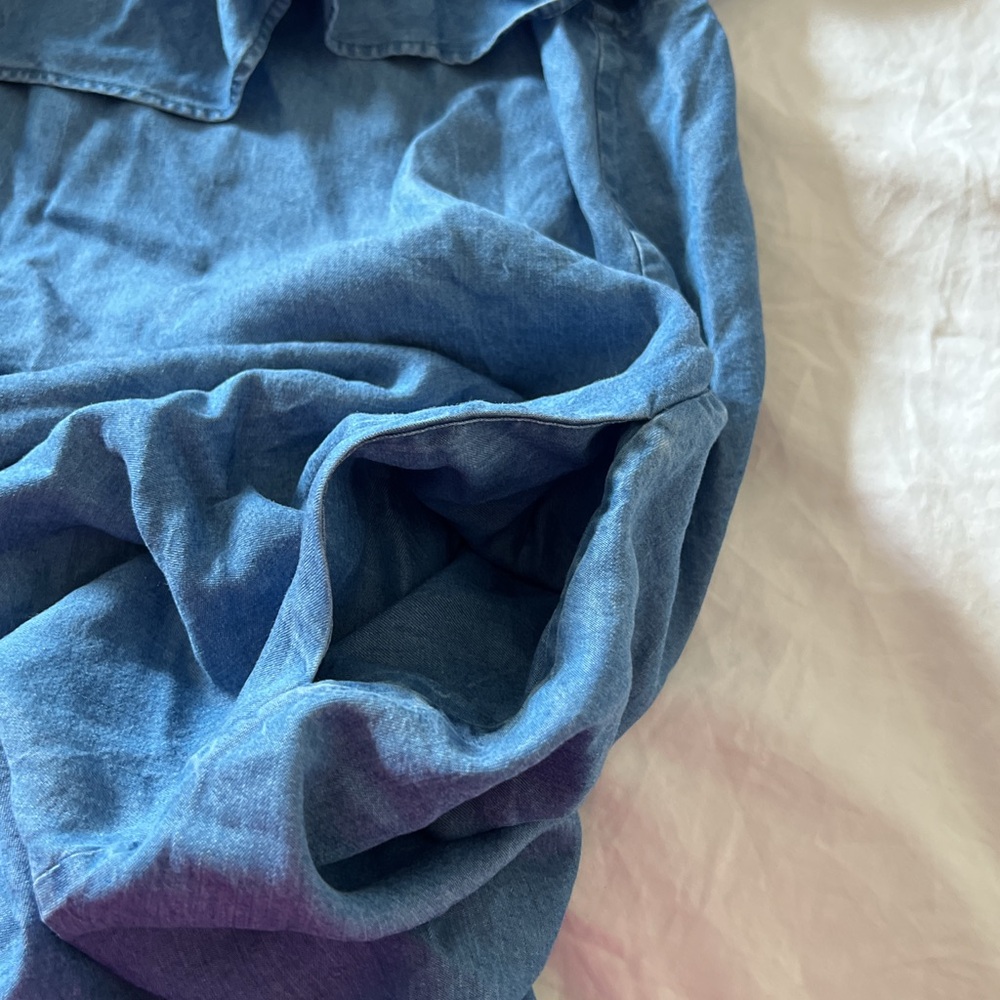 Rebecca Minkoff Off Shoulder Dress – Coastal Boho Tencel, Flowy Denim Look - Picture 5 of 7
